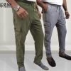 Men’s Exclusive Premium Cargo Trouser Combo - Olive & Gray